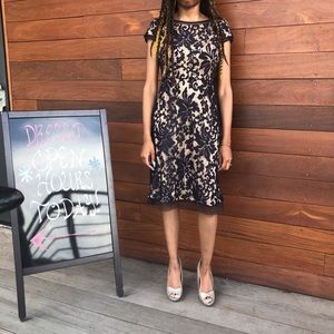 Tadashi shoji navy lace short dress